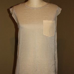 3.1 PHILLIP LIM HORIZONTAL STRIPED SHEER SILK TUNIC BLOUSE TOP - 4 MEDIUM